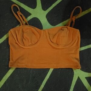 Small Shein Orange Corduroy Crop Top